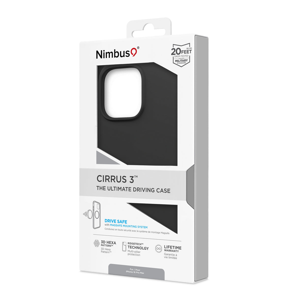 Coque Nimbus9 Cirrus 3 MagSafe pour iPhone 16 Pro Max – Noir