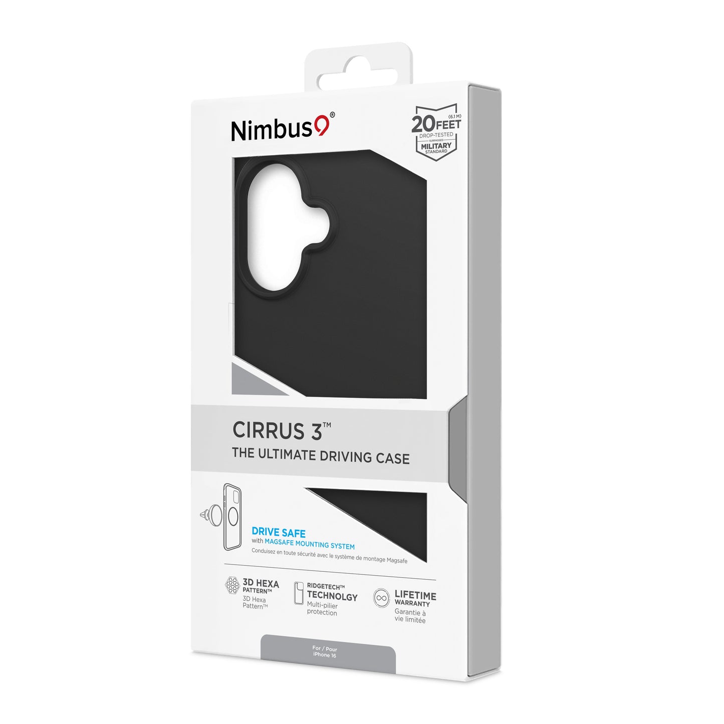 Coque iPhone 16 MagSafe Nimbus9 Cirrus 3 – Noire