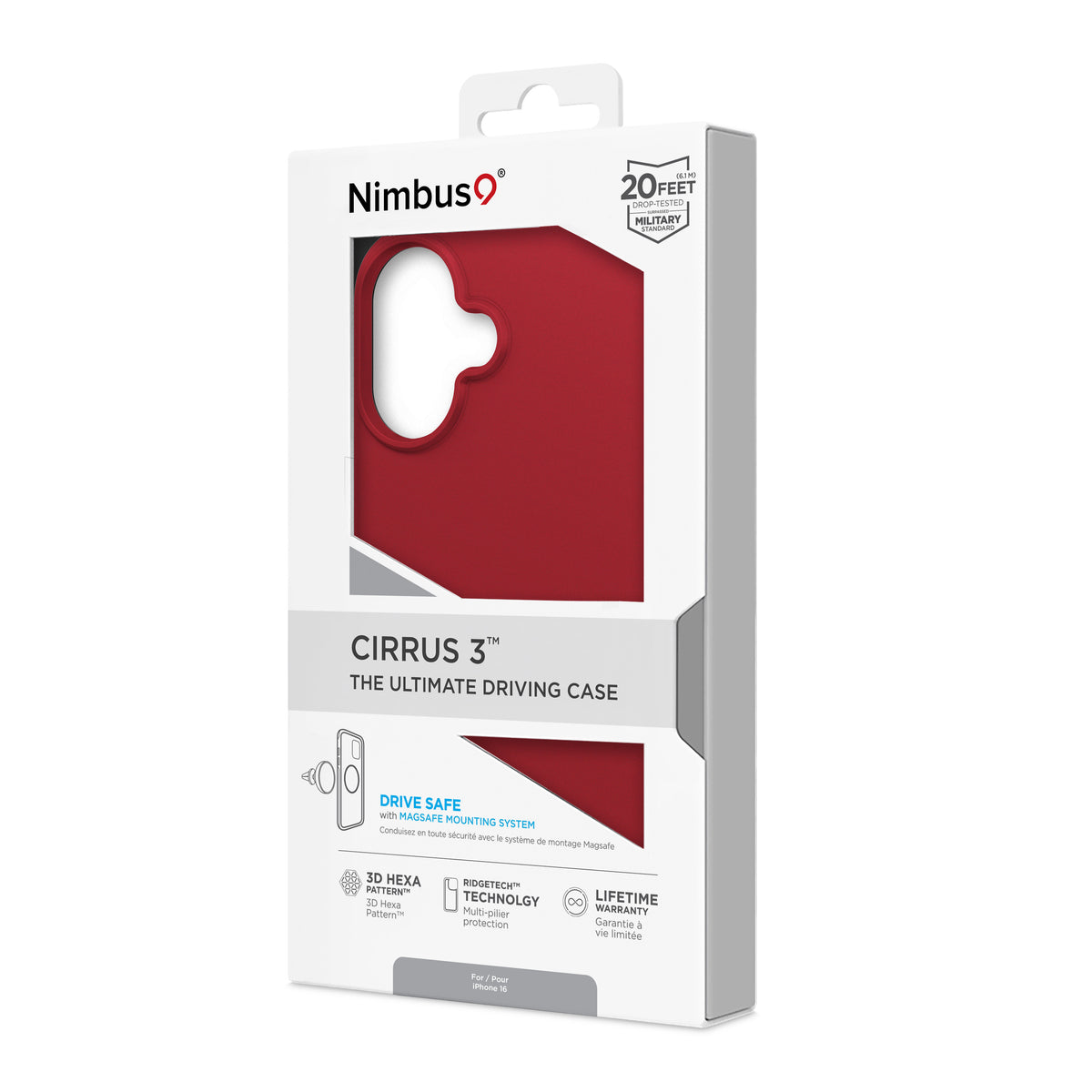 Funda MagSafe Nimbus9 Cirrus 3 para iPhone 16 - Carmesí