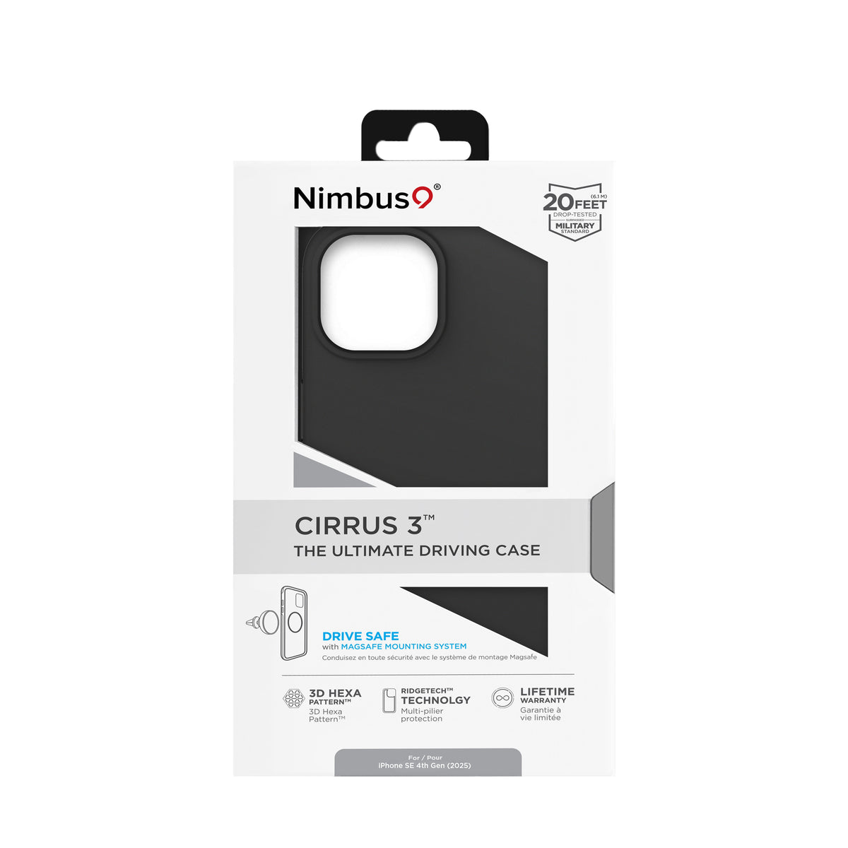 Funda MagSafe Nimbus9 Cirrus 3 para iPhone 16e (iPhone 13, iPhone 14, iPhone 15) - Negra