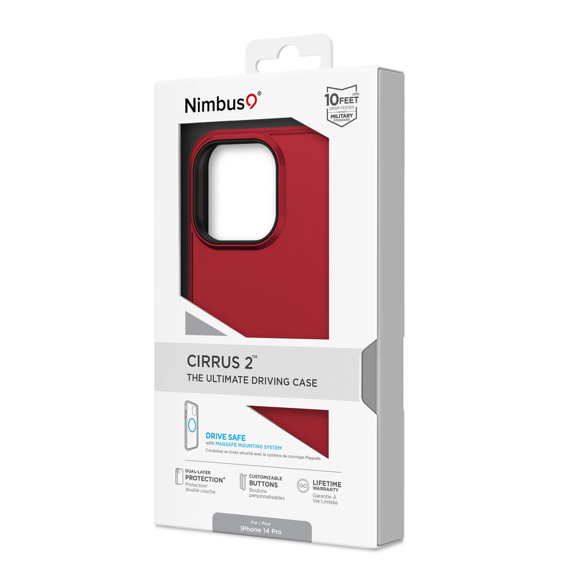 Funda Nimbus9 Cirrus 2 para iPhone 14 Pro - Carmesí