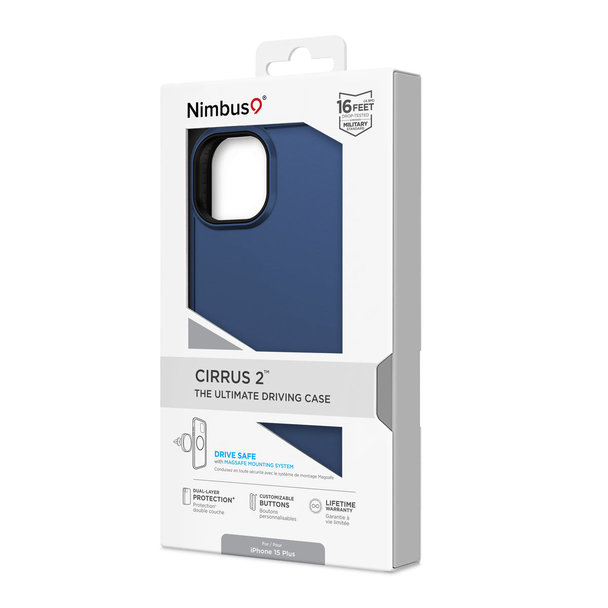 Coque iPhone 15 Plus MagSafe Nimbus9 Cirrus 2 – Bleu nuit