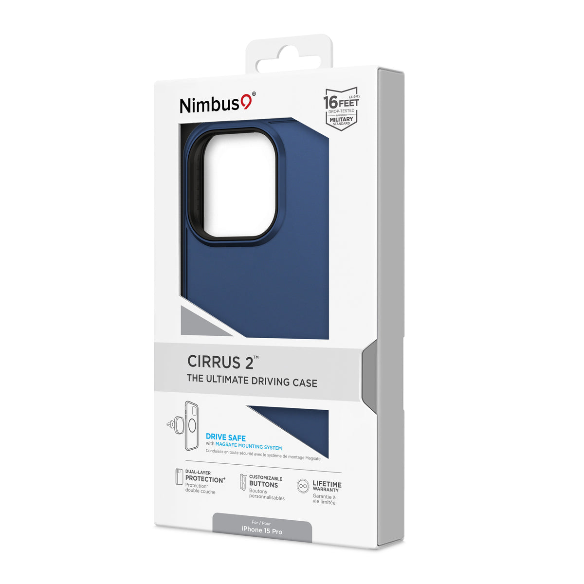 Coque iPhone 15 Pro MagSafe Nimbus9 Cirrus 2 – Bleu nuit
