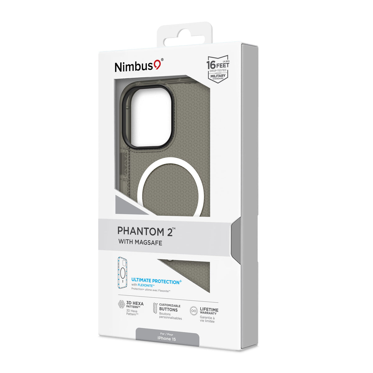 Funda MagSafe Nimbus9 Phantom 2 para iPhone 15 - Carbono