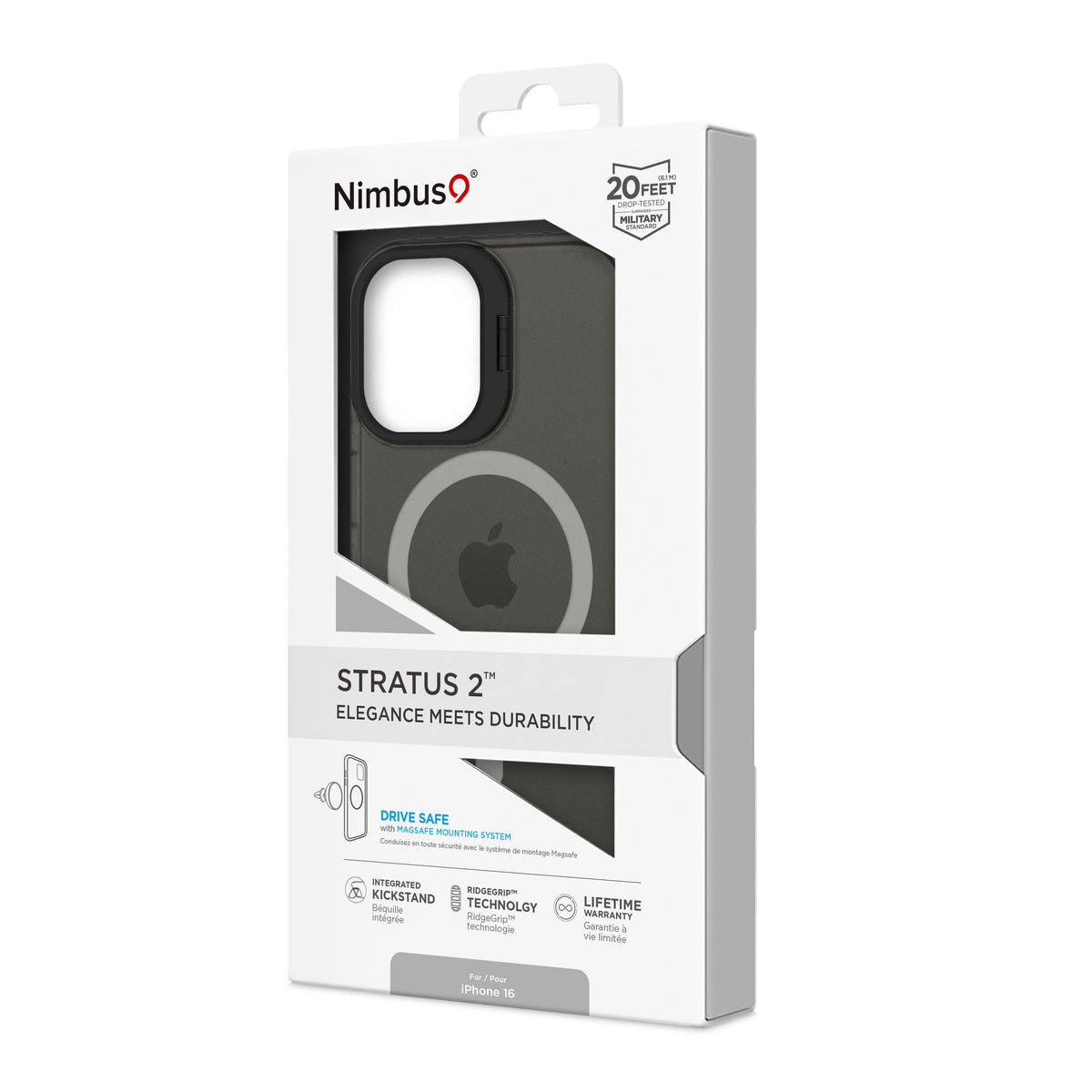 Funda MagSafe Nimbus9 Stratus 2 para iPhone 16 - Color humo