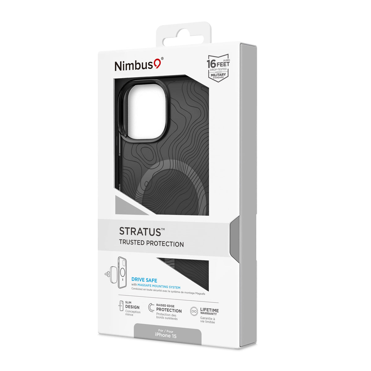 Funda MagSafe Nimbus9 Stratus para iPhone 15 - Topografía