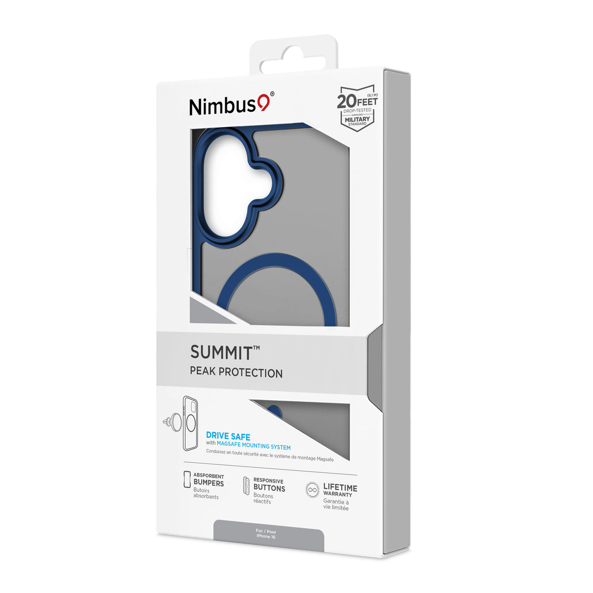 Funda MagSafe Nimbus9 Summit para iPhone 16 - Azul hielo