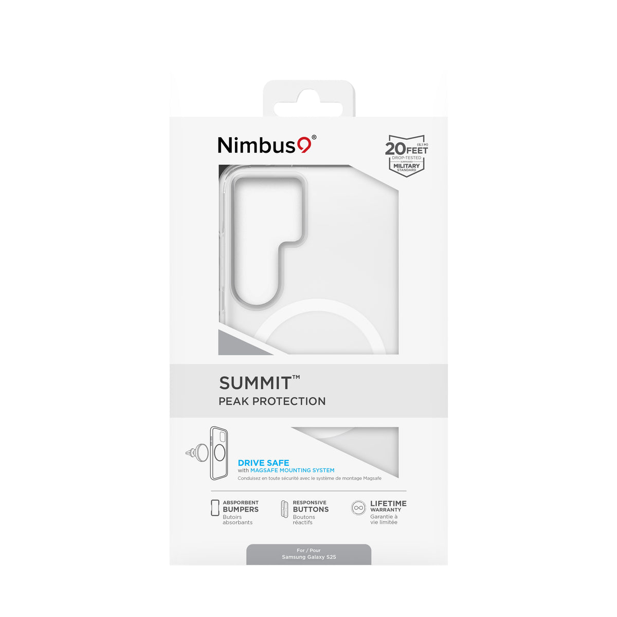 Coque MagSafe Nimbus9 Vantage pour Galaxy S25 - Transparente