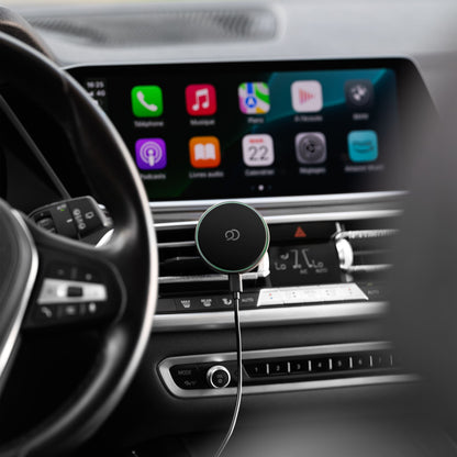 Cargador inalámbrico para coche Nimbus9 Qi2, compatible con MagSafe - Gris cepillado
