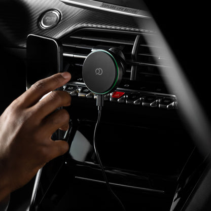 Cargador inalámbrico para coche Nimbus9 Qi2, compatible con MagSafe - Gris cepillado