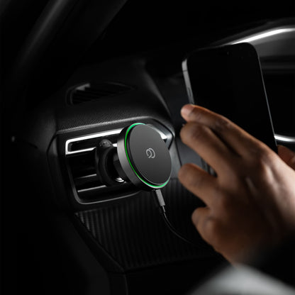 Cargador inalámbrico para coche Nimbus9 Qi2, compatible con MagSafe - Gris cepillado