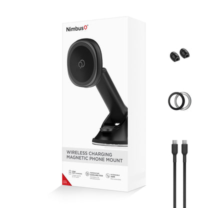 Soporte magnético para teléfono con ventosa y carga inalámbrica Nimbus9 - Negro