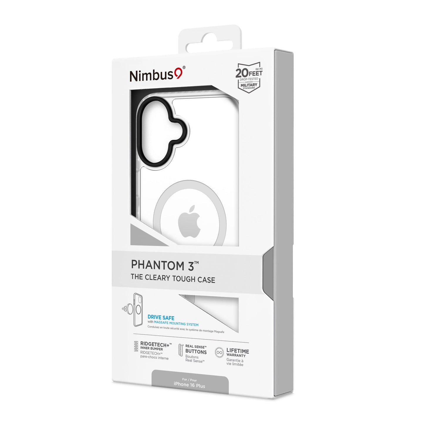 Funda MagSafe Nimbus9 Phantom 3 para iPhone 16 Plus - Transparente