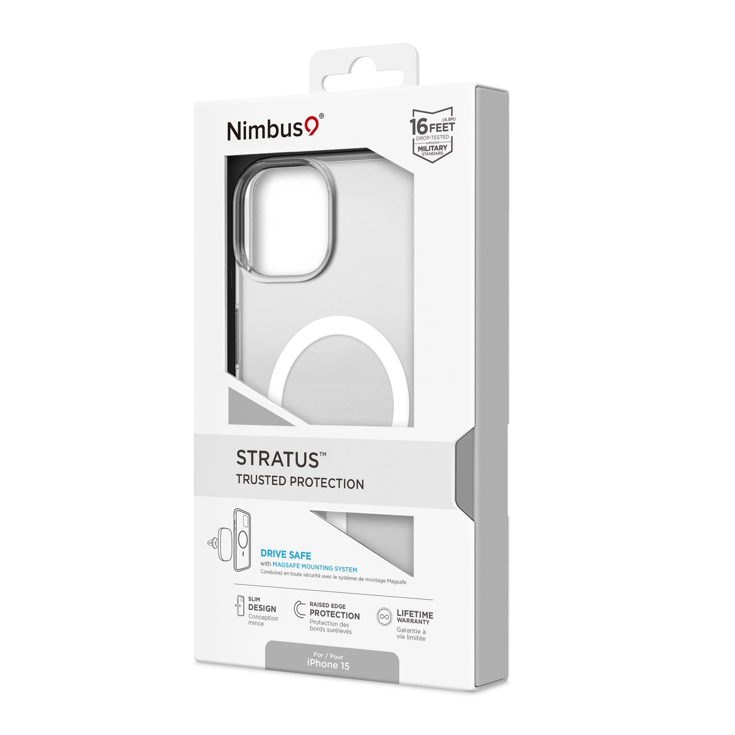 Funda MagSafe Nimbus9 Stratus para iPhone 15 - Transparente