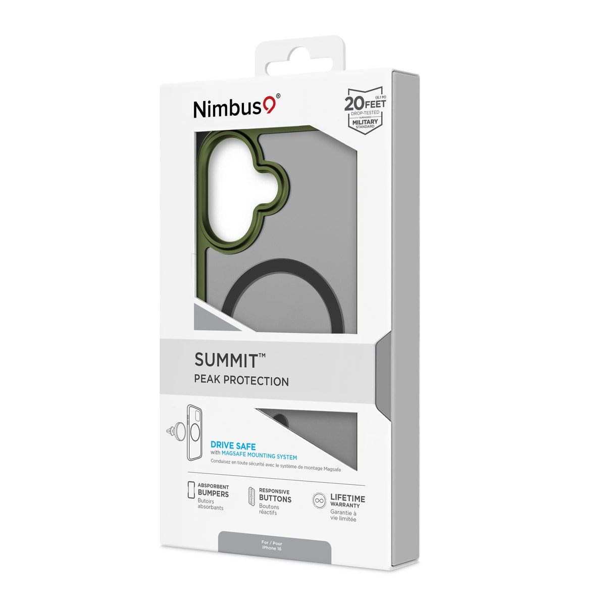 Coque MagSafe Nimbus9 Summit pour iPhone 16 – Vert givré