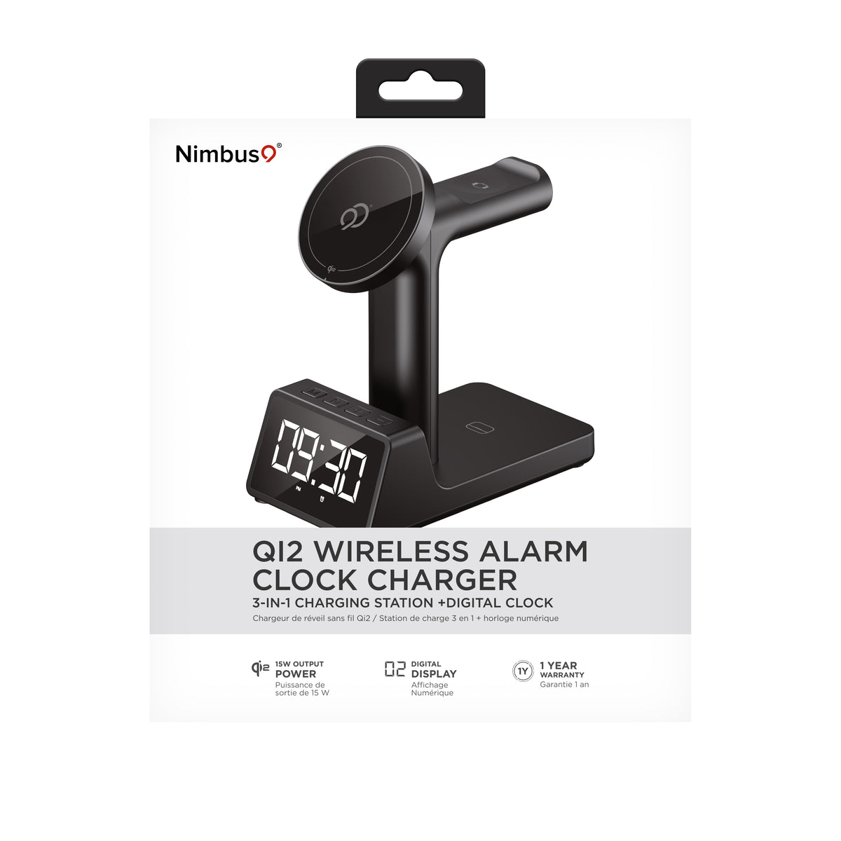 Nimbus9 Qi2 Wireless Charging Alarm Clock Stand MagSafe & Watch Compatible