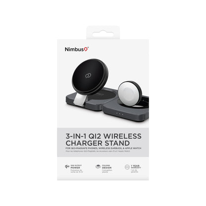 Cargador inalámbrico Qi2 3 en 1 Nimbus9 - Gris cepillado