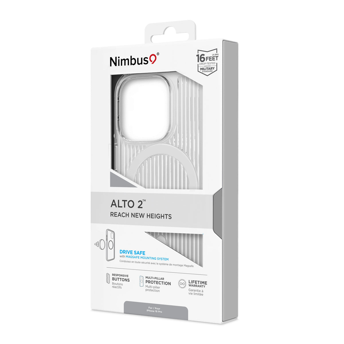 Coque MagSafe Nimbus9 Alto 2 pour iPhone 16 Pro – Transparente